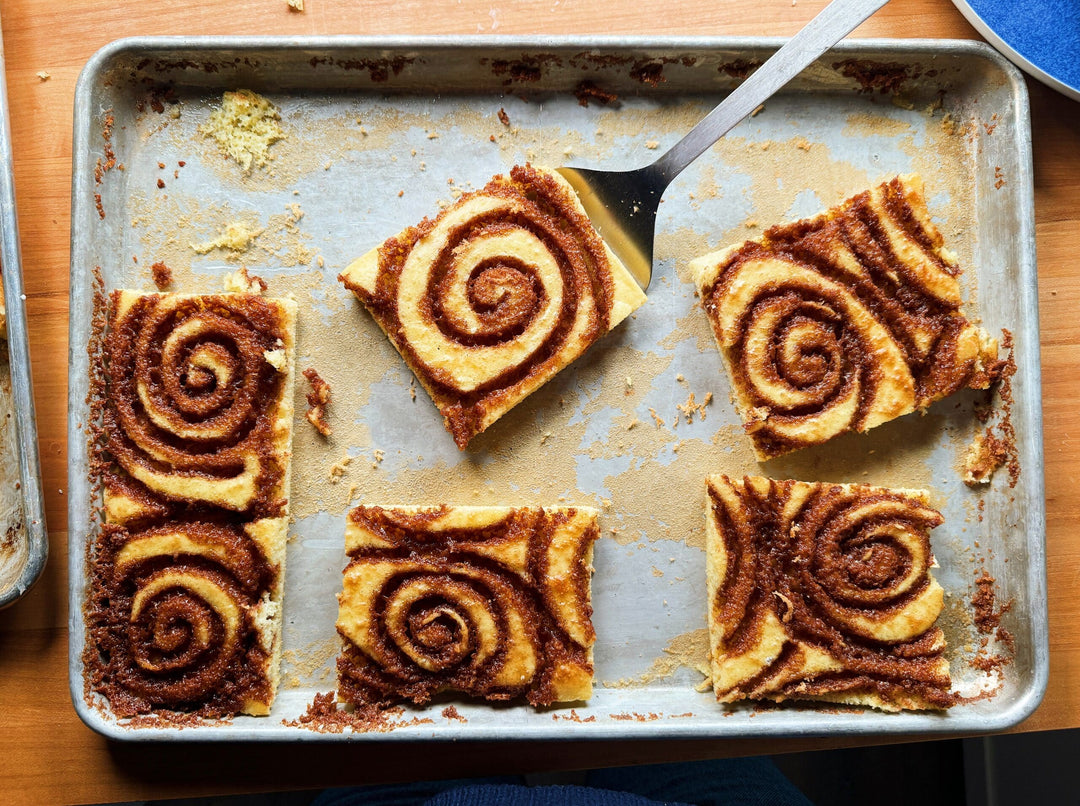 Cinnamon Roll Sheet Pan Pancakes