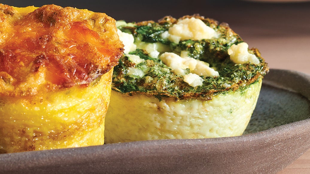 Bouchées d’œufs aux épinards à l’ail et au feta