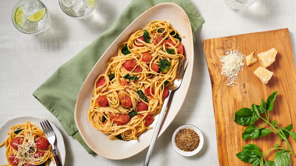 Pâtes aux tomates cerises éclatées