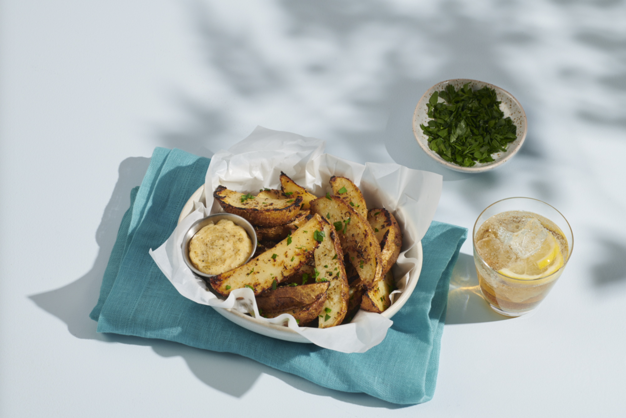 Air Fryer Lemon Garlic Potato Wedges 